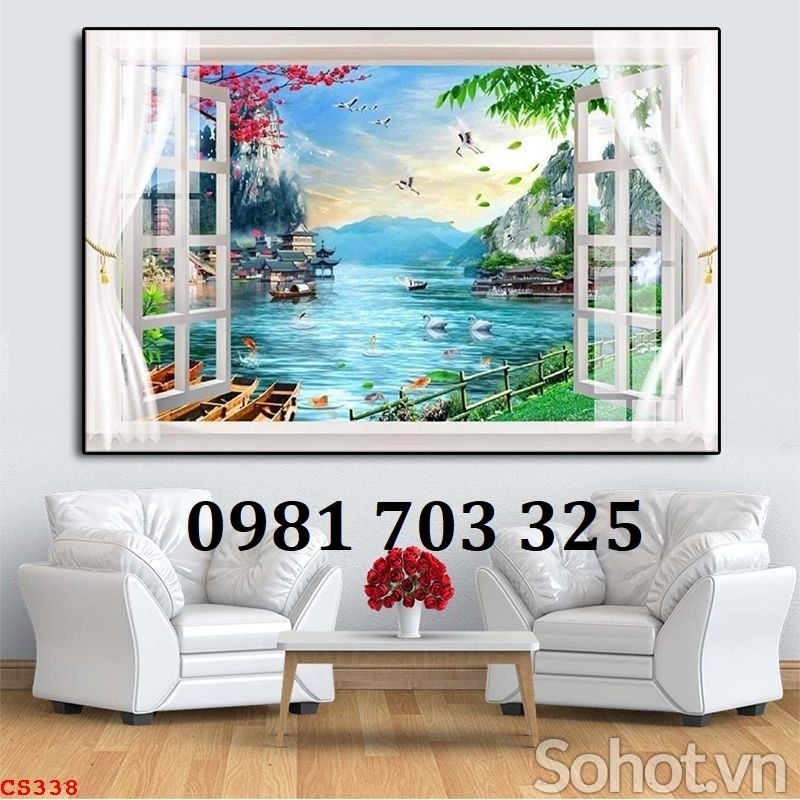 Tranh gạch 3D cửa sổ