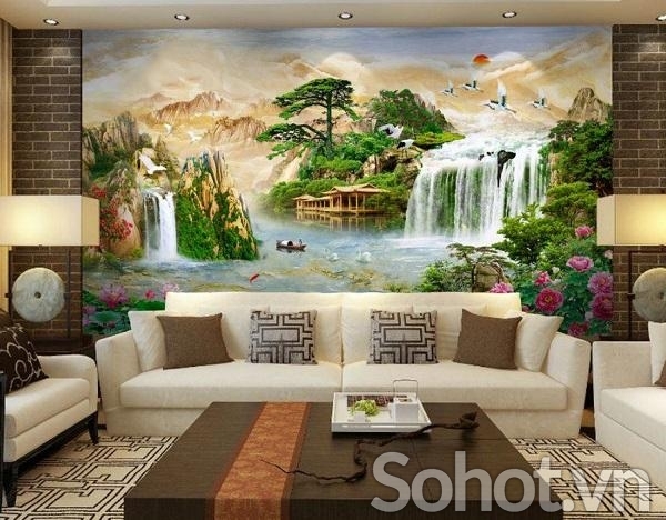 Tranh gạch 3d phong cảnh sông núi - SDFC89