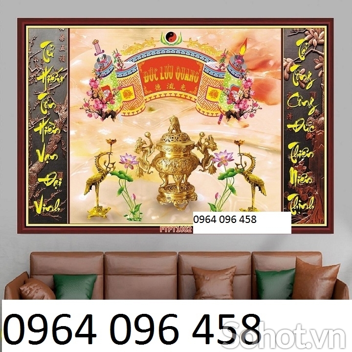Tranh gạch 3d câu đối phòng thờ - HH5