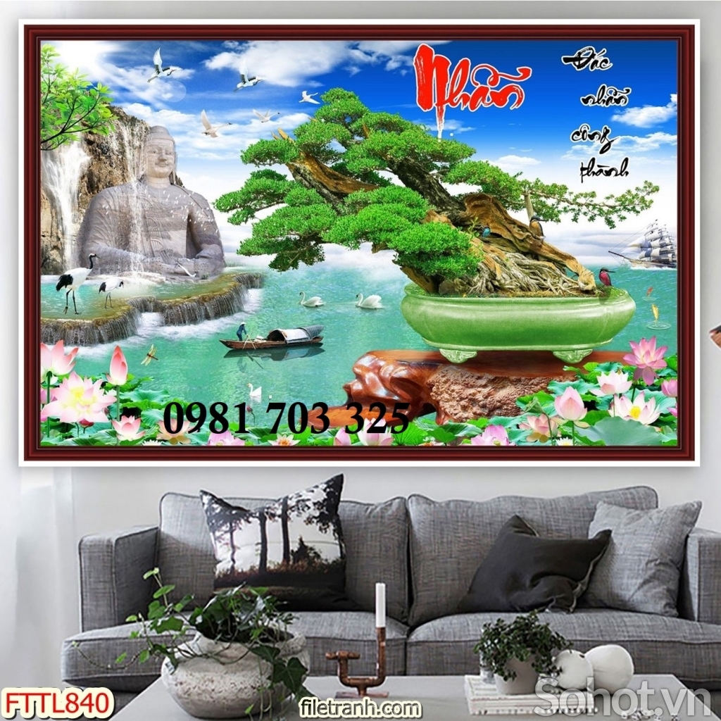 Gạch tranh 3D cây cảnh phong thủy ốp tường