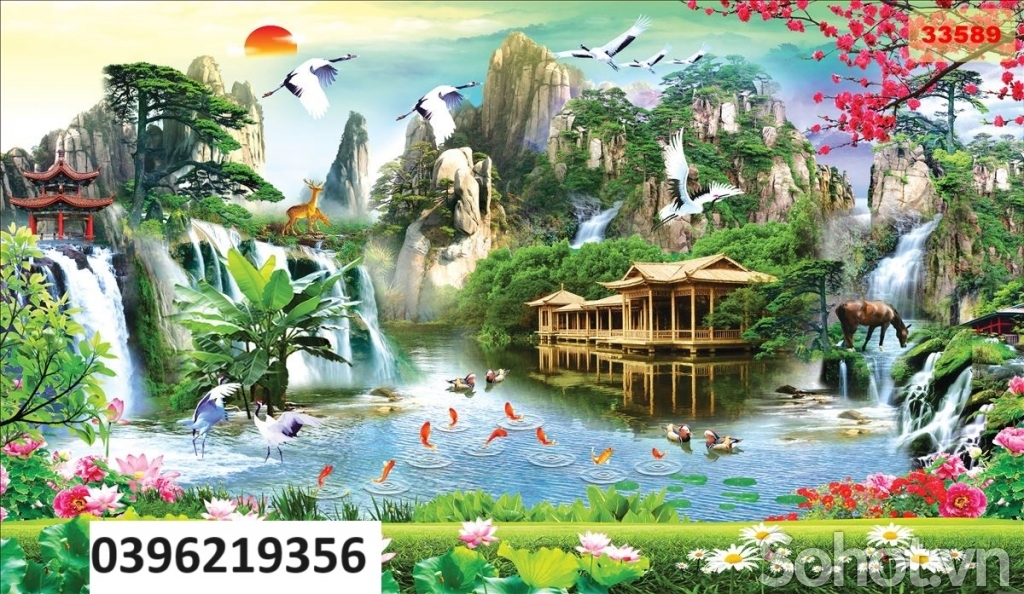 Tranh gạch sơn thủy đẹp trang trí