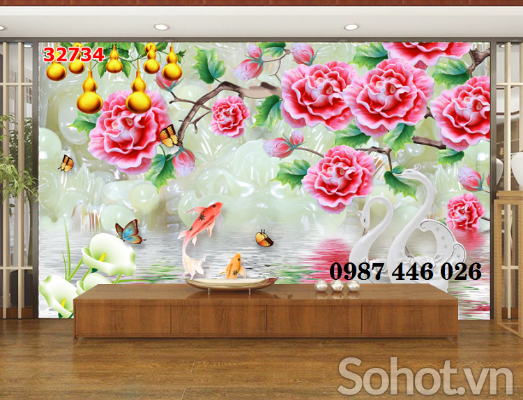 Tranh gạch men cá chép HP7233