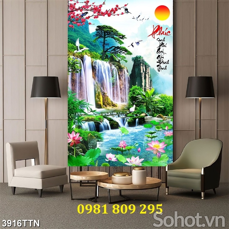 Tranh gạch phong cảnh cây tùng