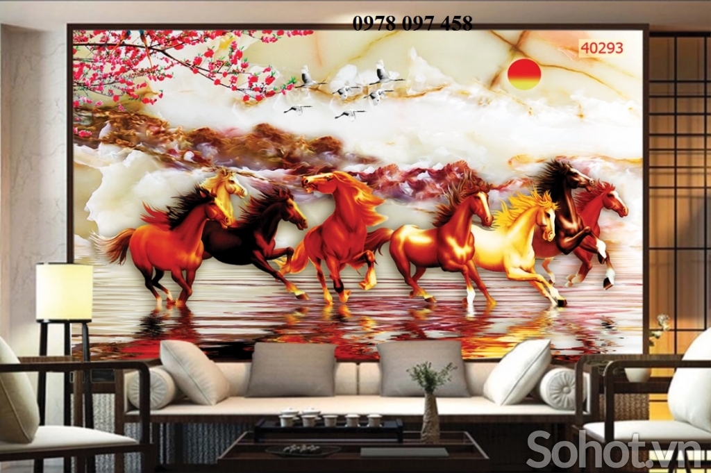 Tranh gạch 3D - tranh 8 con ngựa