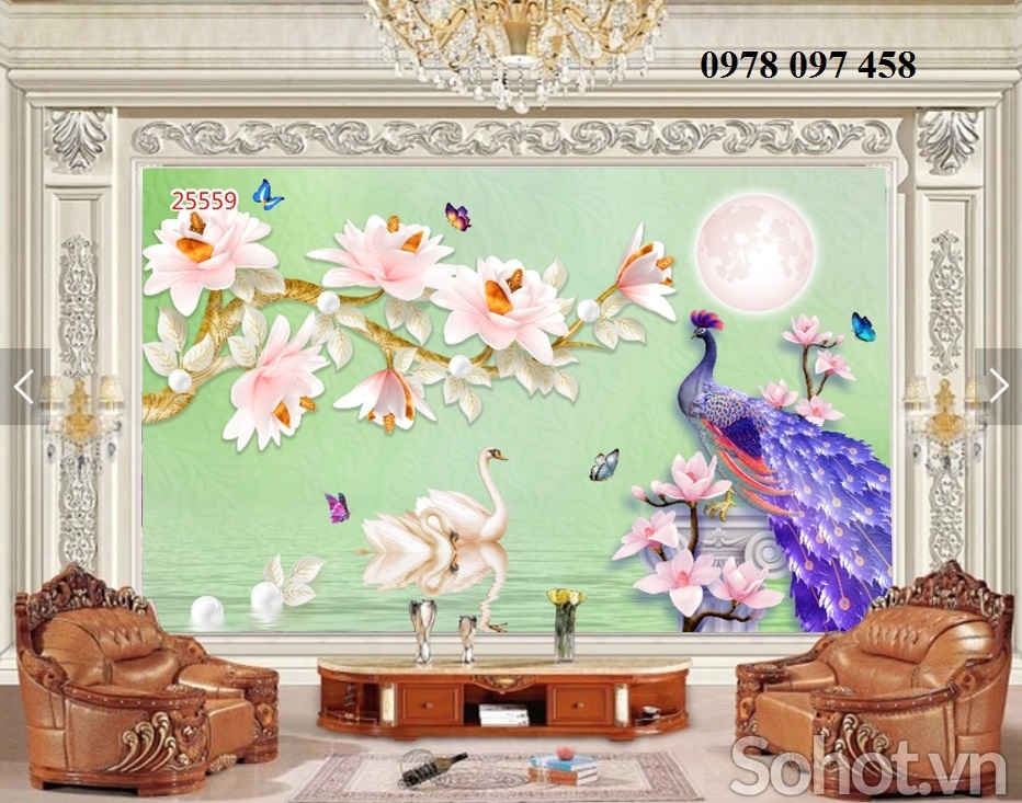 Tranh gạch chim công - tranh ốp tường