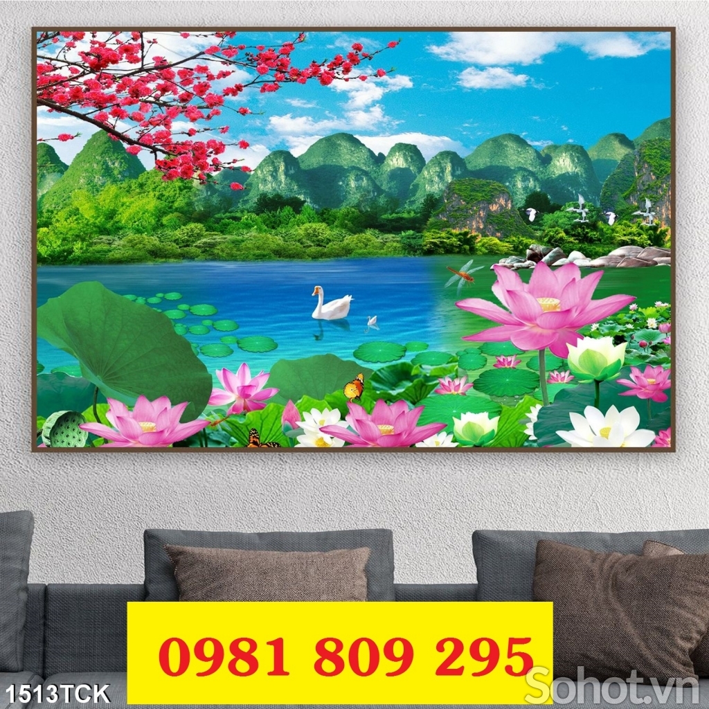 Tranh gạch men hoa sen