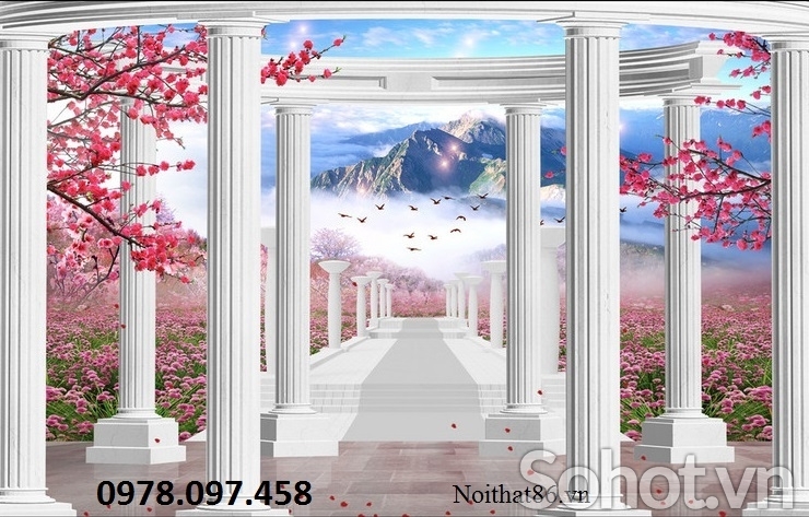 Tranh vườn hoa - tranh gạch