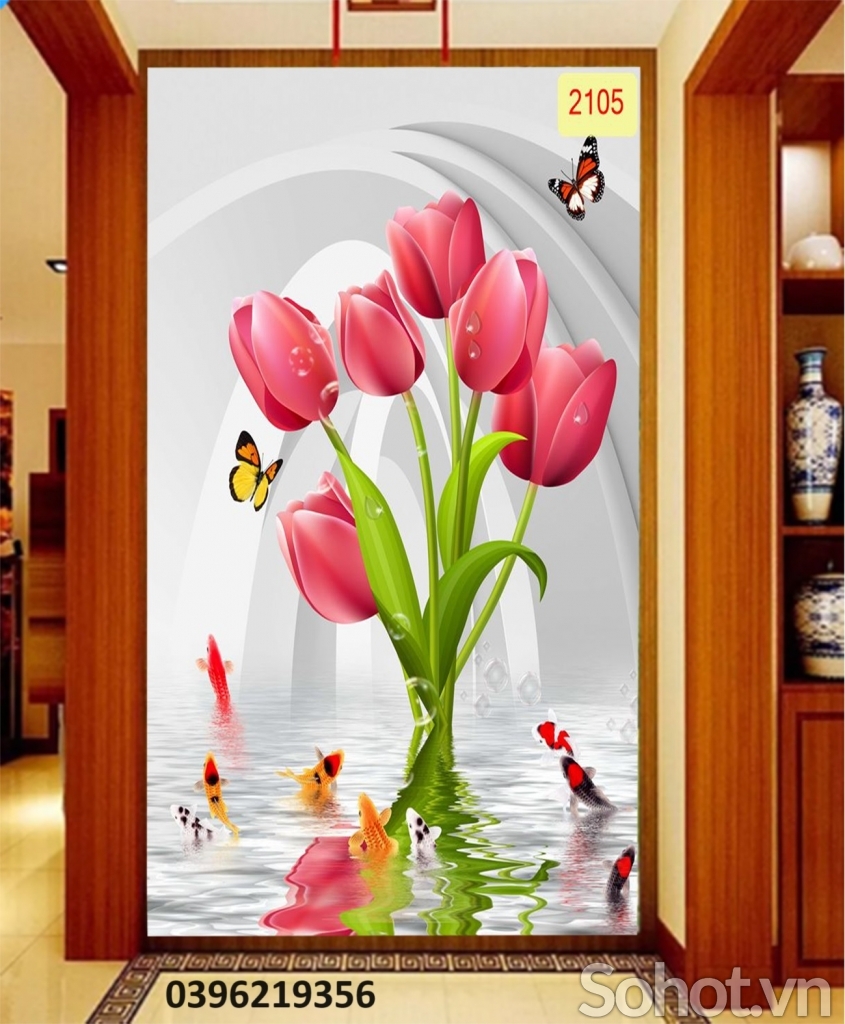 Tranh gạch hoa 3D trang trí đẹp