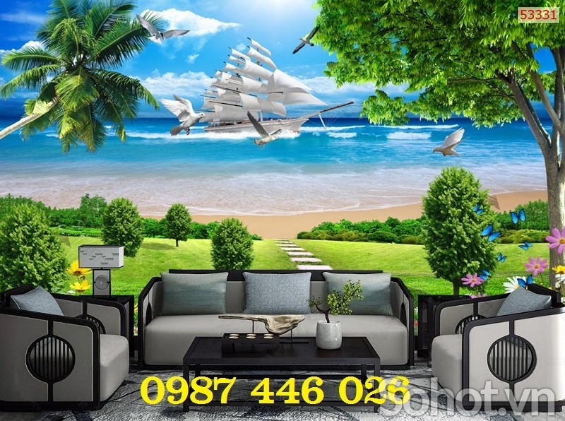 Tranh gạch men thuyền buồm HP2432