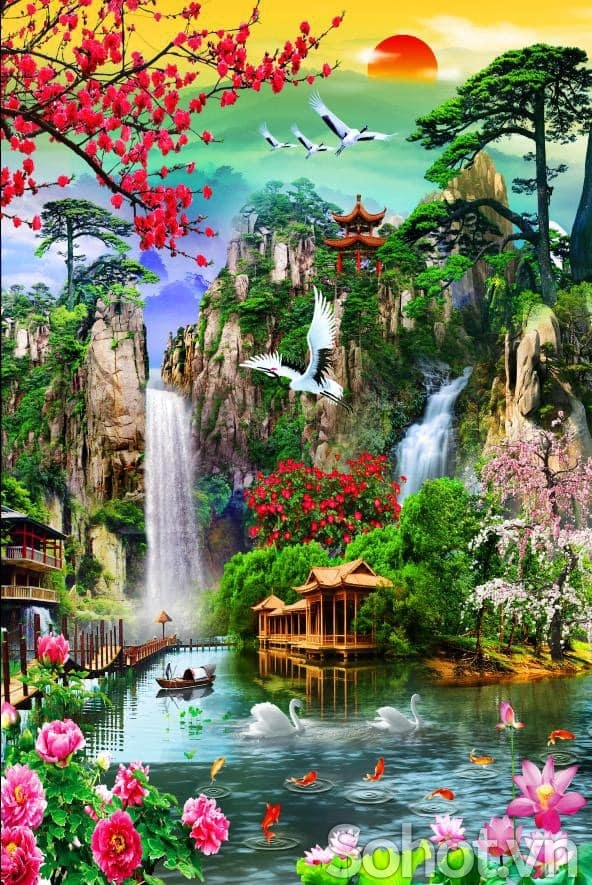 Gạch ốp tường tranh phong cảnh thiên nhiên HP9822