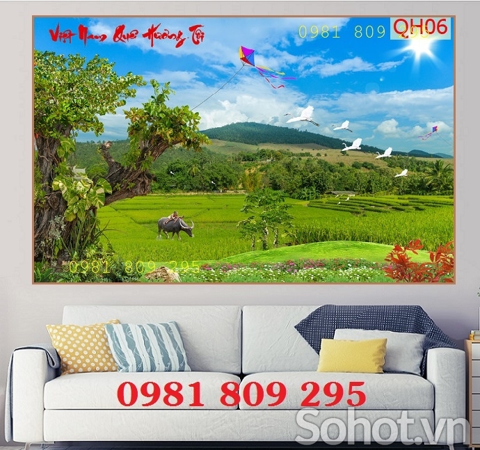 Mẫu tranh thiên nhiên , gạch 3d ốp tường