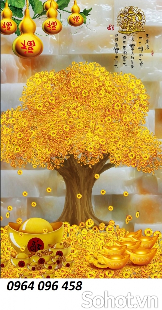 Tranh gạch cây kim tiền 3d - 6777C