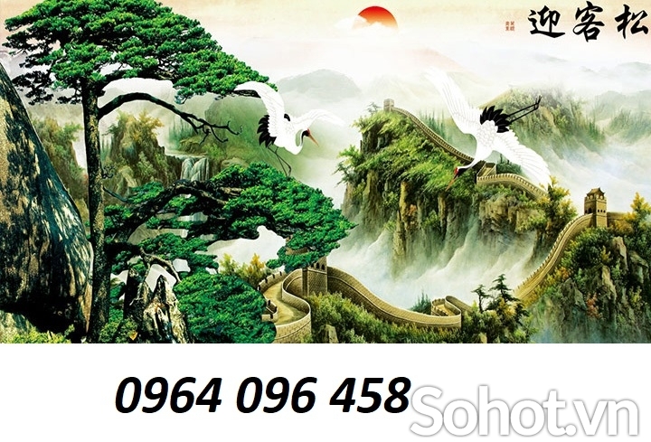 Tranh núi cây - tranh gạch 3d cây núi - TDS3