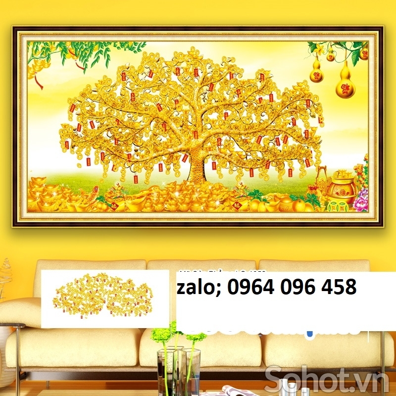 Tranh 3d cây tiền vàng - tranh gạch 3d cây tiền - SCC22