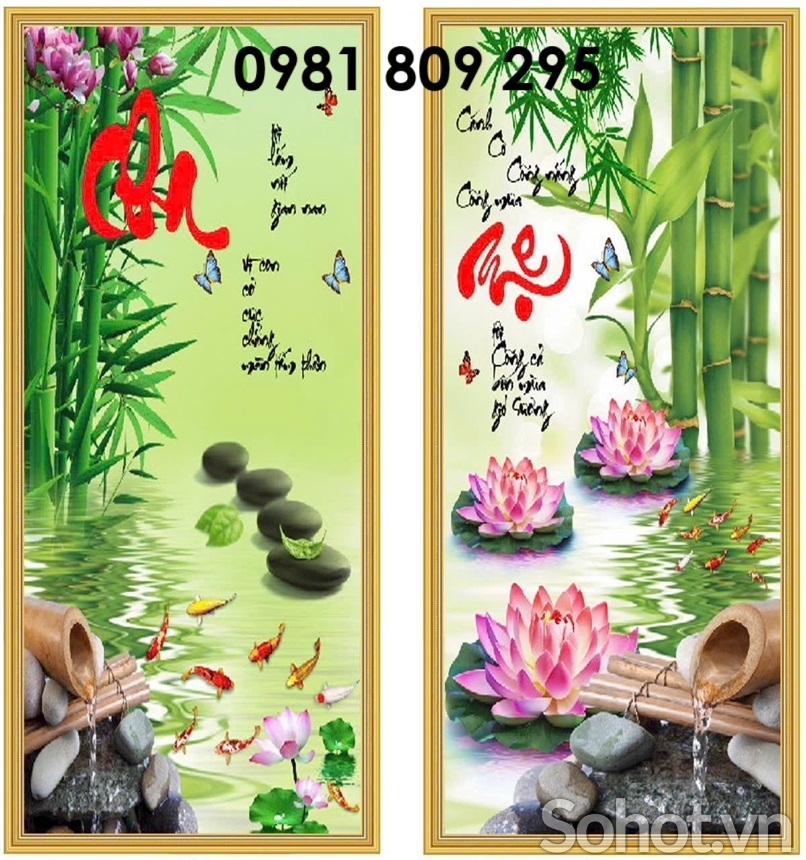 Tranh gạch men ốp tường hoa sen HS939