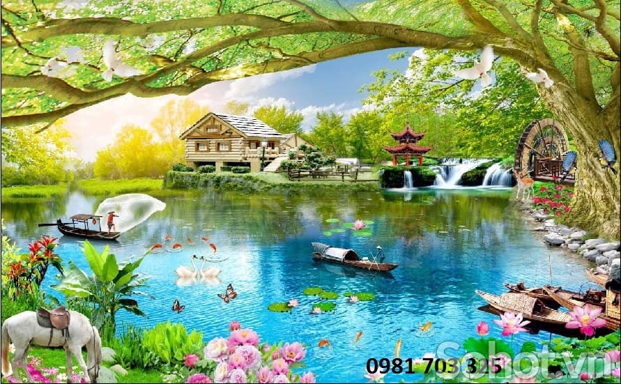 Tranh gạch phong cảnh 3D ốp tường
