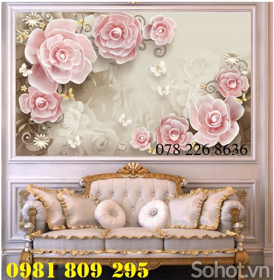 Gạch tranh 3d - tranh ốp tường hoa ngọc
