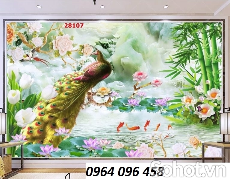 Tranh gạch 3d chim công - gạch tranh 3d chim công - FSCX4
