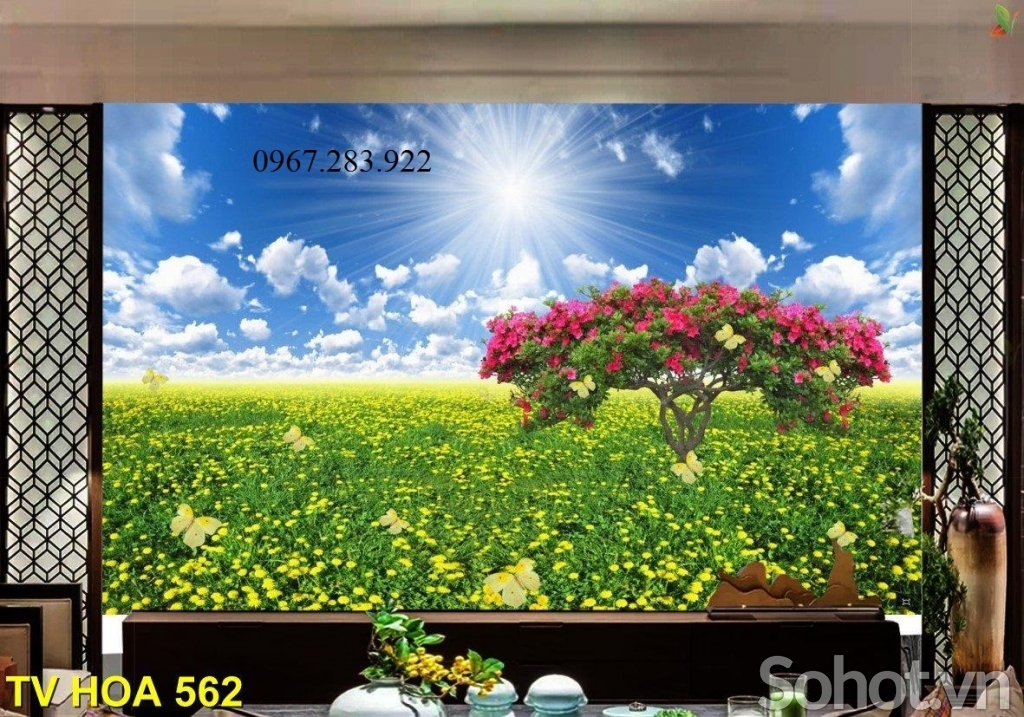 Gạch ốp tường 3D vườn hoa