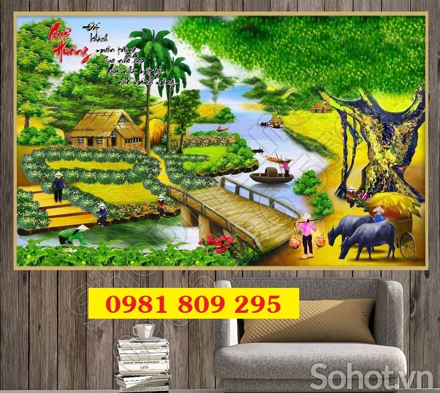 Tranh làng quê , gạch men ốp tường HP9852