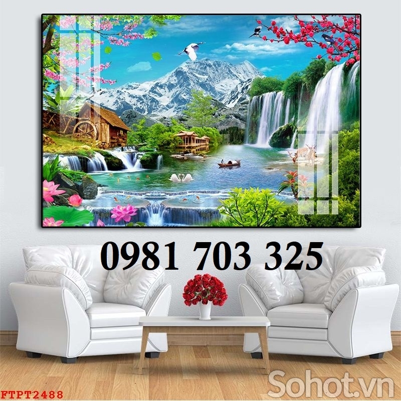 Gạch tranh 3D phong cảnh sơn thủy hữu tình