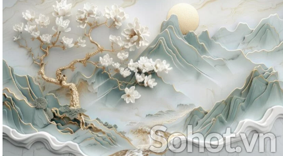 Tranh gạch 3d trang trí phòng khách - BNM84