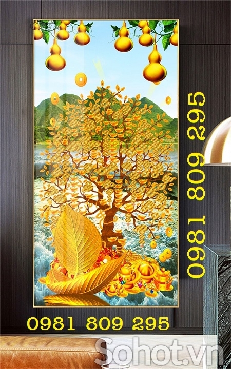 Tranh gạch 3d - cây kim tiền 3d