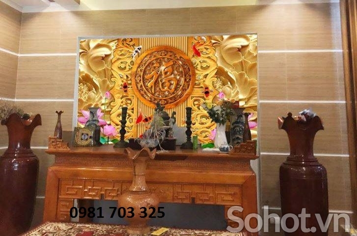 Gạch ốp tường phòng thờ-tranh gạch 3D - Hà Nội - SoHot.vn