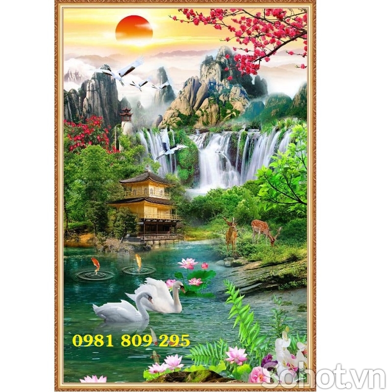 Tranh gạch thác nước - gạch tranh 3d phong cảnh  HP9955