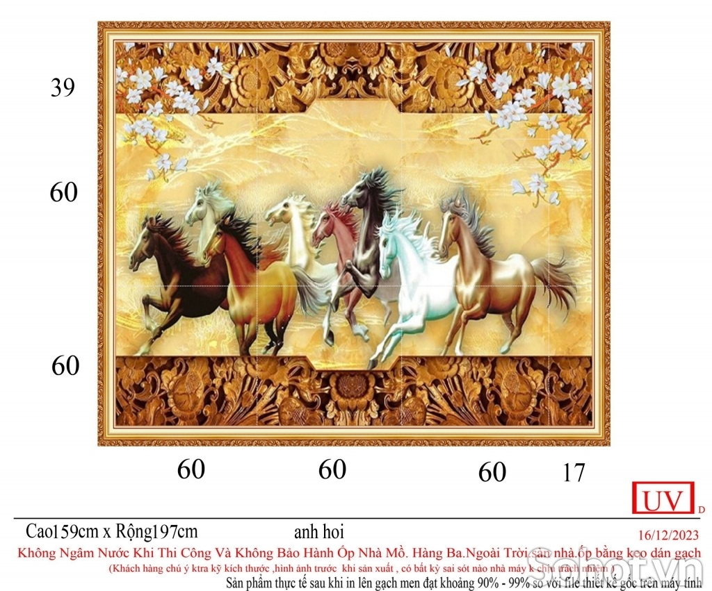Tranh 8 chú ngựa - gach tranh 3D