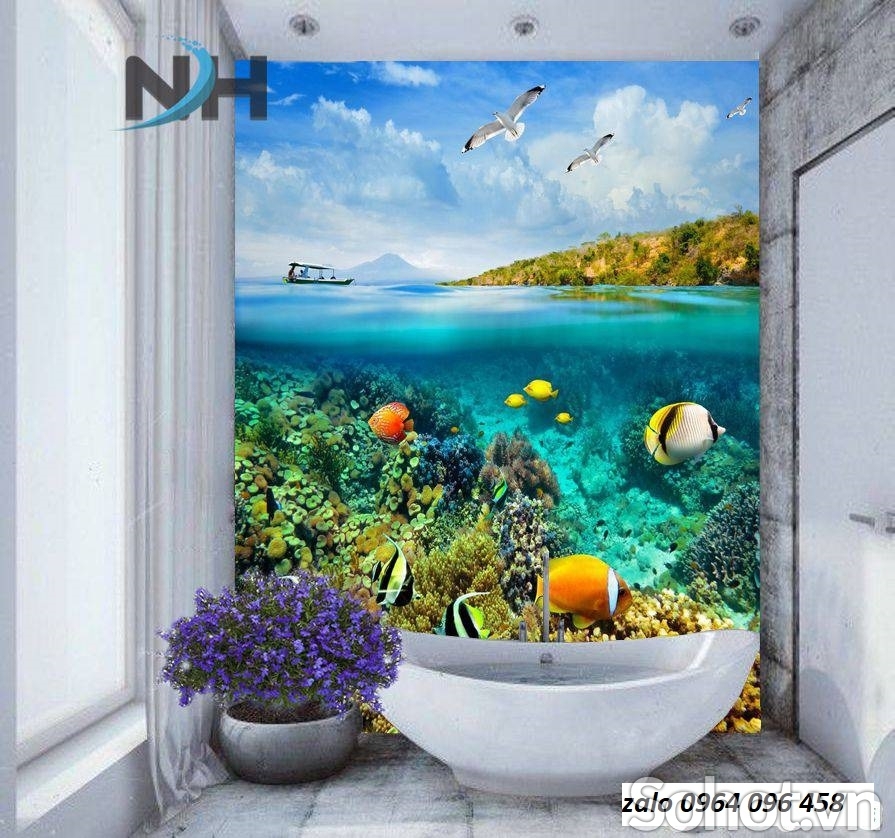 Tranh gạch 3d ốp tường khổ đứng - 042XVB