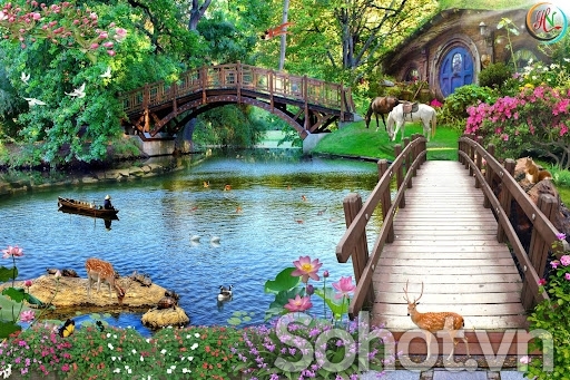 Tranh gạch 3d phong cảnh đồng quê - JNBV5