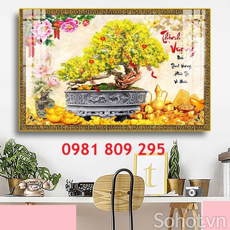 Tranh gạch men hoa mai cao cấp HN4777