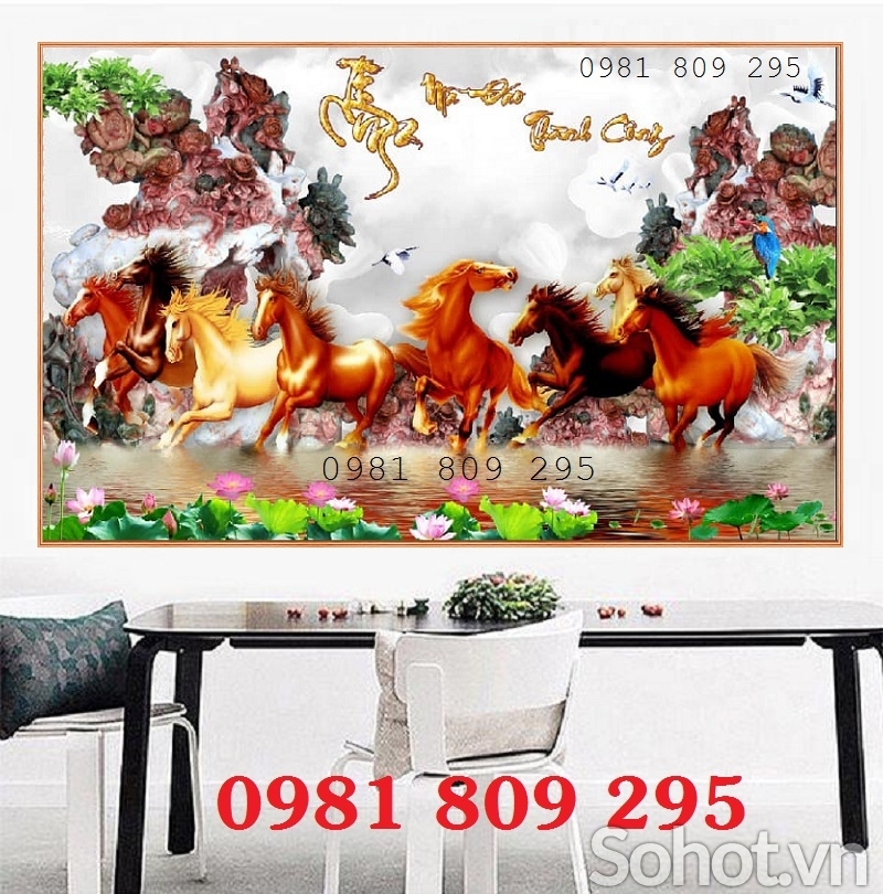 Tranh gạch ốp tường ngựa 3d sứ ngọc