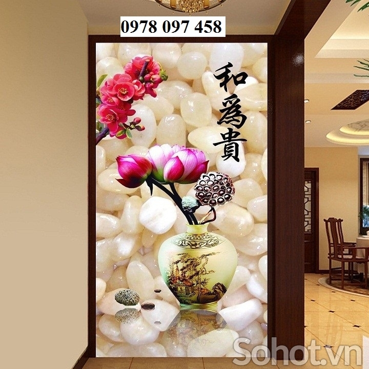 Gạch tranh bình hoa 3D