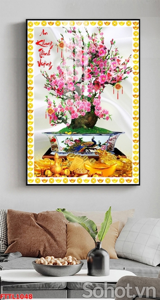 Tranh gạch 3D hoa đào