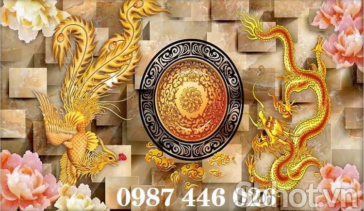 Gạch tranh rồng phượng vàng HP9233