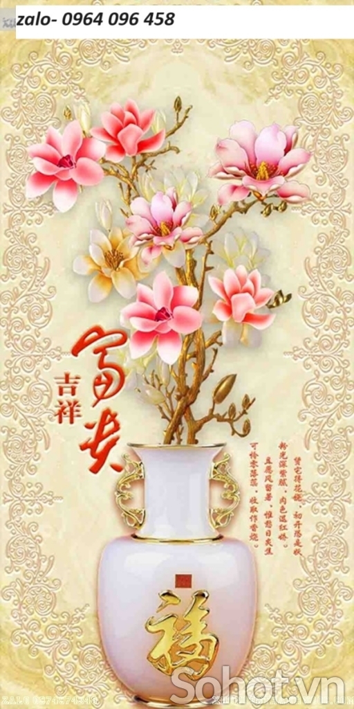 Tranh gạch 3d bình hoa - NXC12