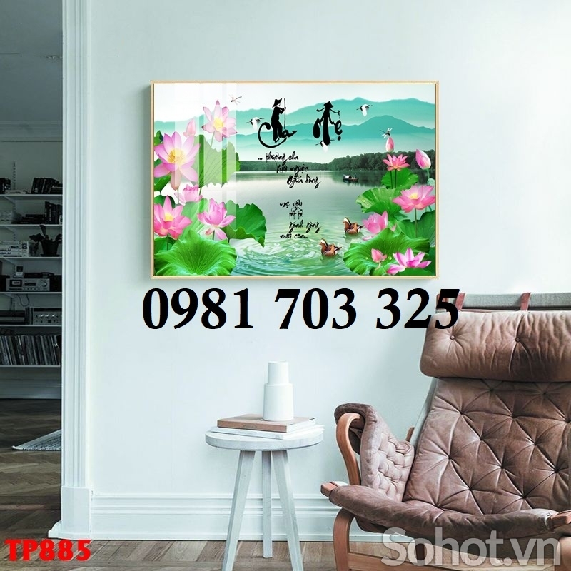 Tranh gạch men 3D thư pháp cha mẹ