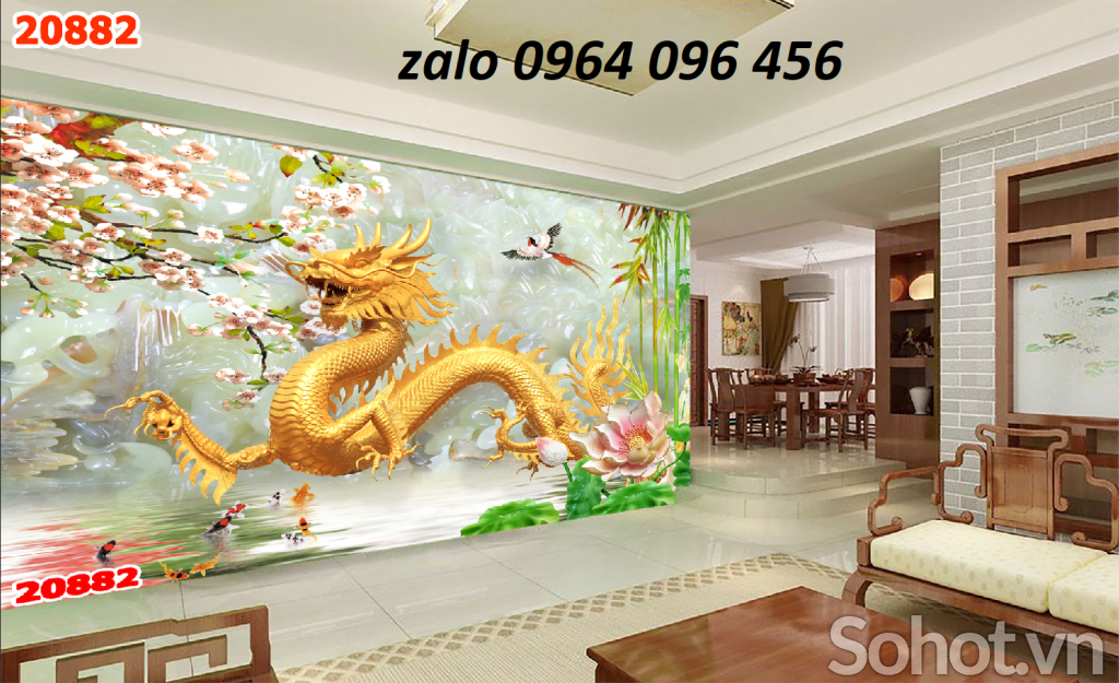 Tranh gạch 3d rồng phượng - NV333