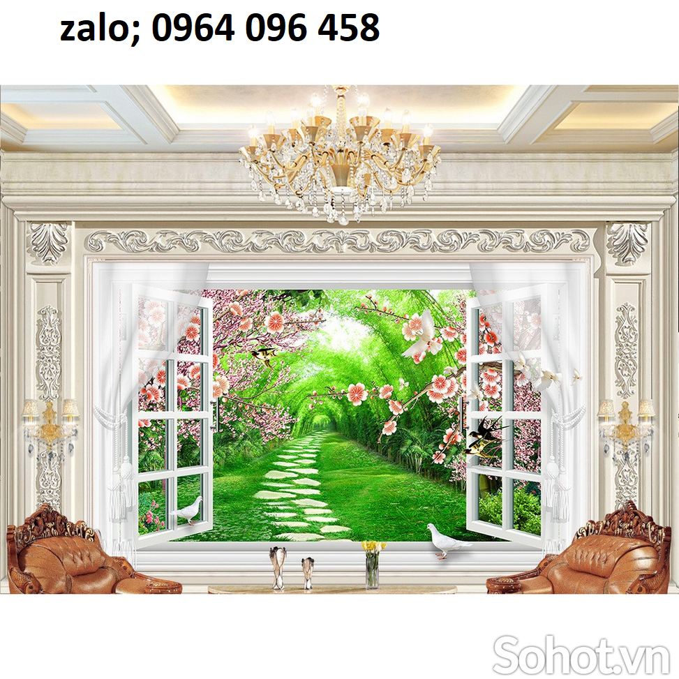 Tranh gạch 3d ốp tường tranh cửa sổ - MN43