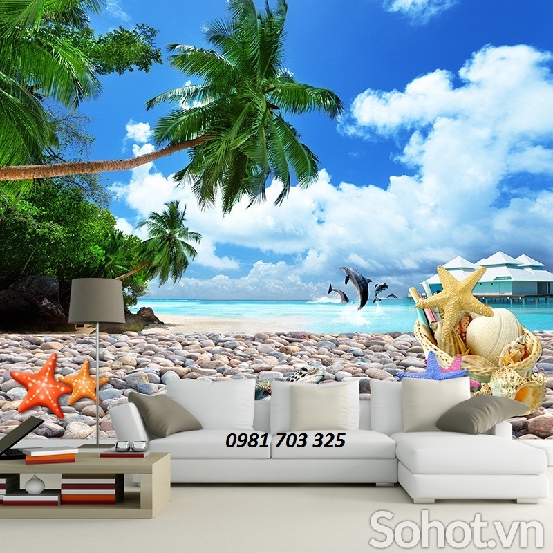 Tranh bãi biển trang trí phòng