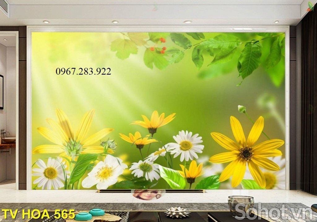 Gạch ốp tường 3D vườn hoa