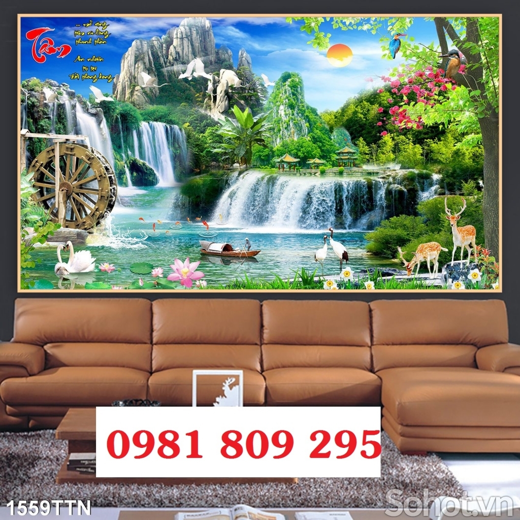 Gạch 3d phong cảnh thác nước