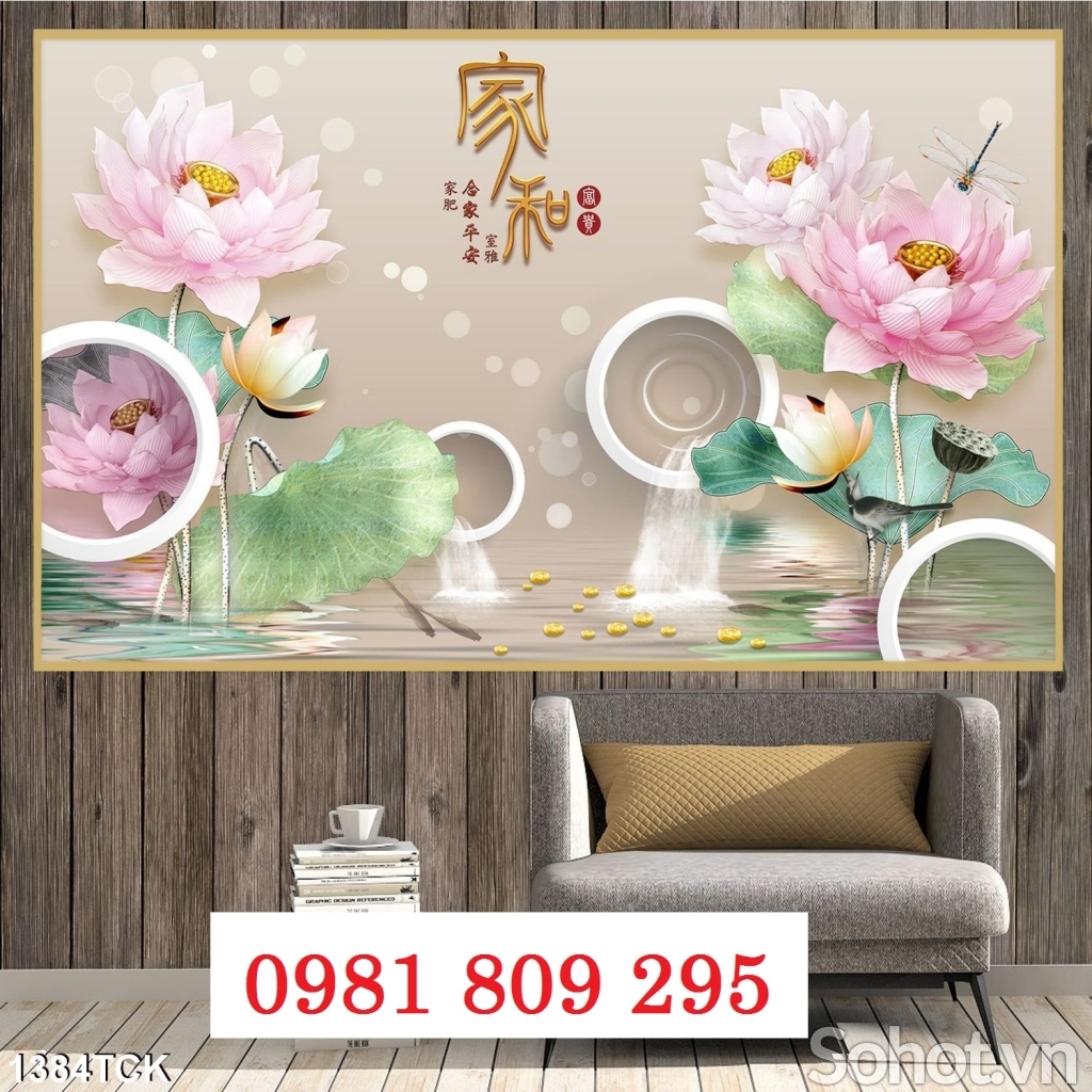 Tranh gạch hoa sen , gạch 3d HP36365