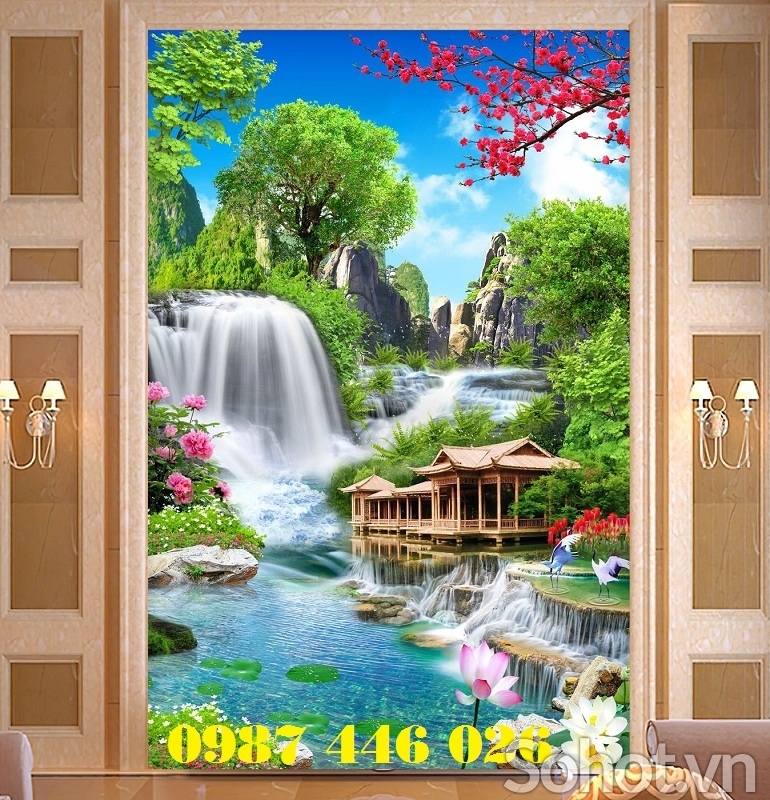Tranh gạch men thác nước HP9722
