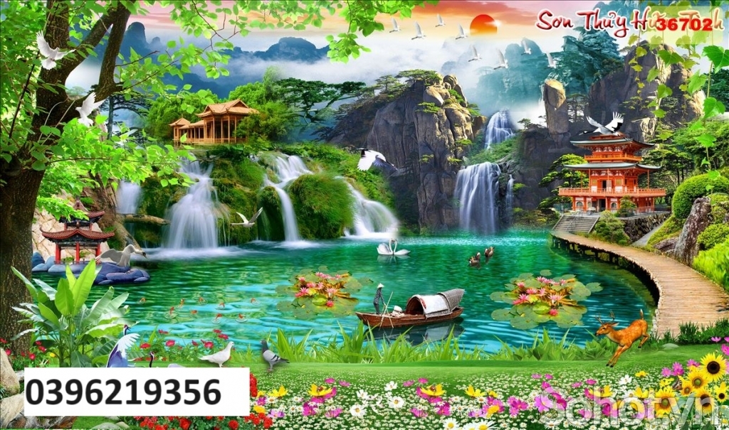 Tranh gạch đẹp 3d sơn thủy