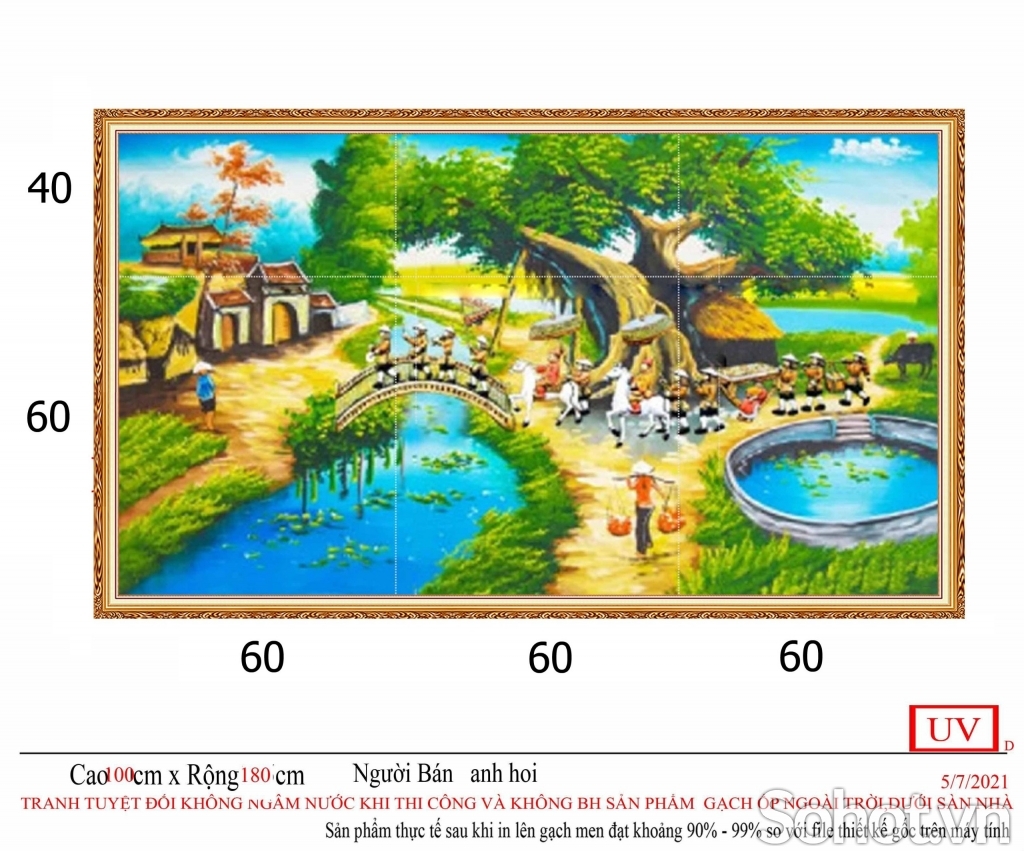 Tranh gạch đẹp đồng quê 3d