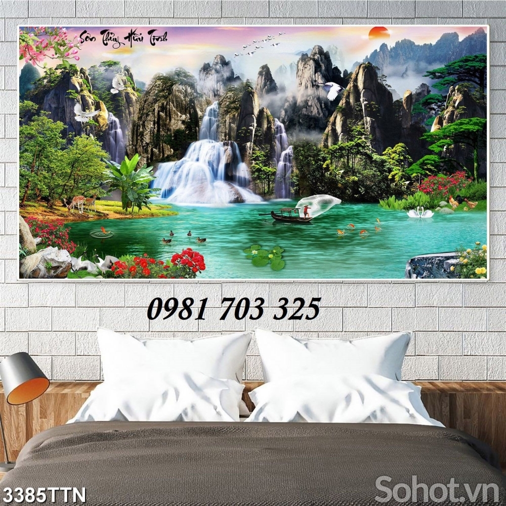 tranh phong cảnh thác nước