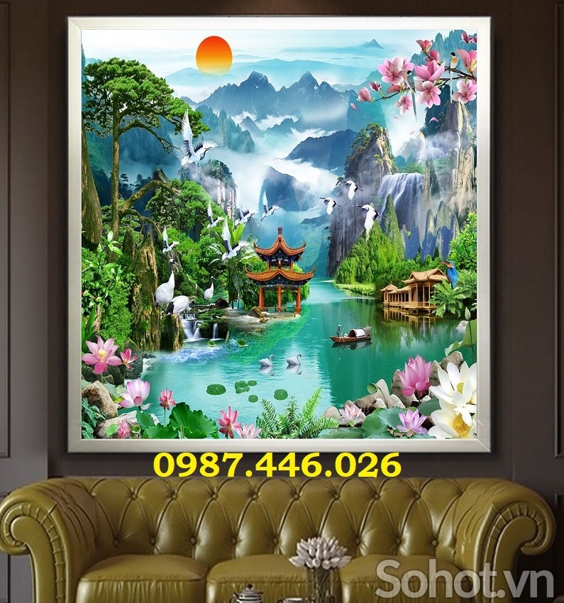 Tranh gạch men thác nước HP2